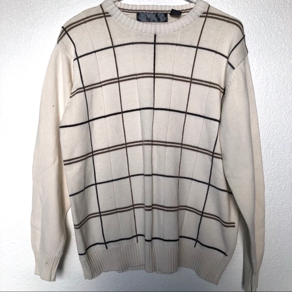 Oscar De La Renta Grid Pattern Grandpa Sweater - Picture 2 of 5